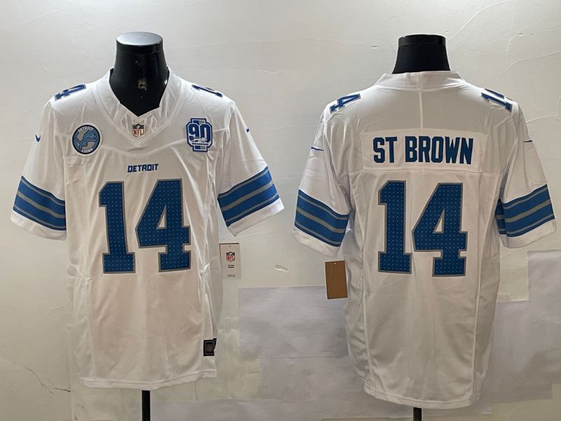 Men Detroit Lions #14 St Brown White three generations 2024 Nike Limited NFL Jersey style 4